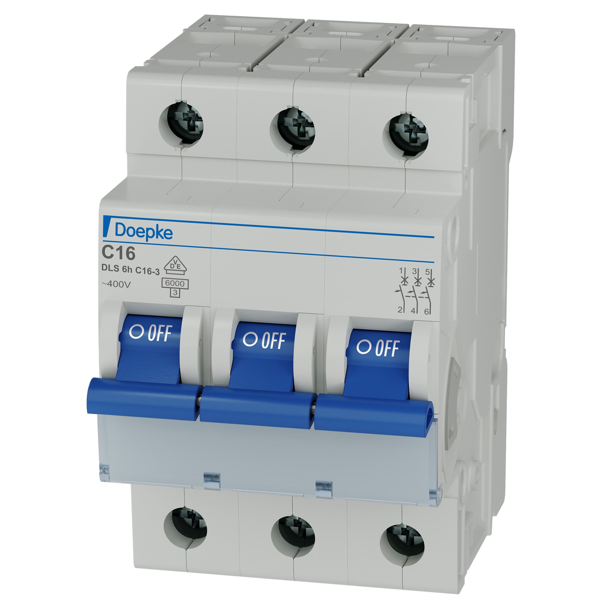 Doepke Doepke LS-Schalter 3p, C-Char, 400 V/16 A AC, 6 kA Doepke Doepke LS-Schalter 3p, C-Char, 400 V/16 A AC, 6 kA